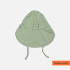 Rückansicht mit Nackenschutz: UPF50+ Sonnenhut mit Schirm und Nackenschutz als UV-Schutz Kleidung für Kinder.
